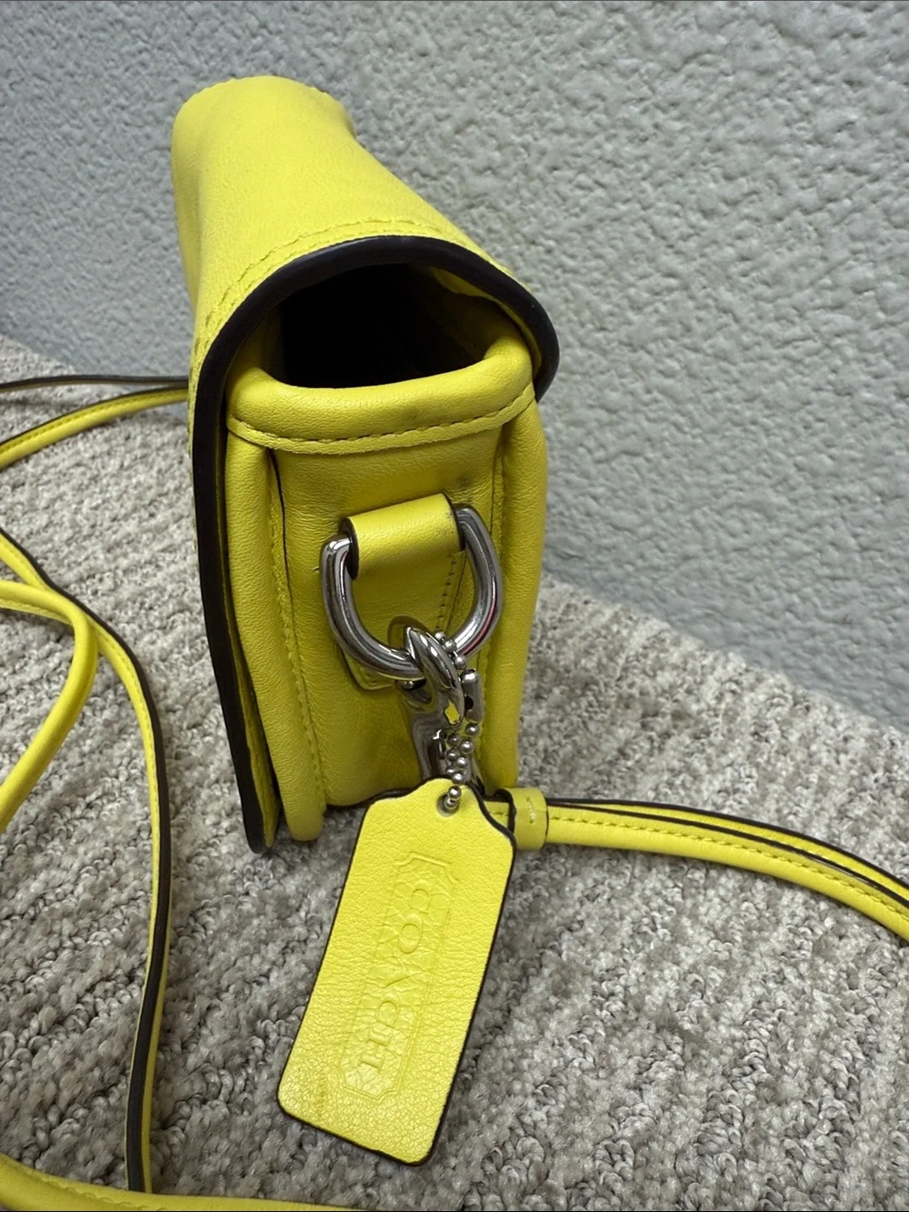 Coach Yellow Leather Crossbody with Turn-Lock Closure